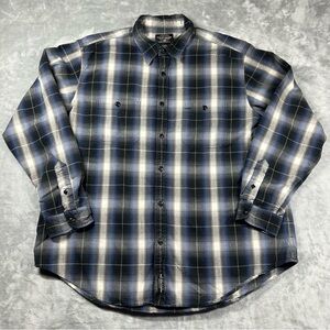 Ralph Lauren Polo Jeans Co Men's XXL Plaid Button Down Shirt Blue Gray Cotton